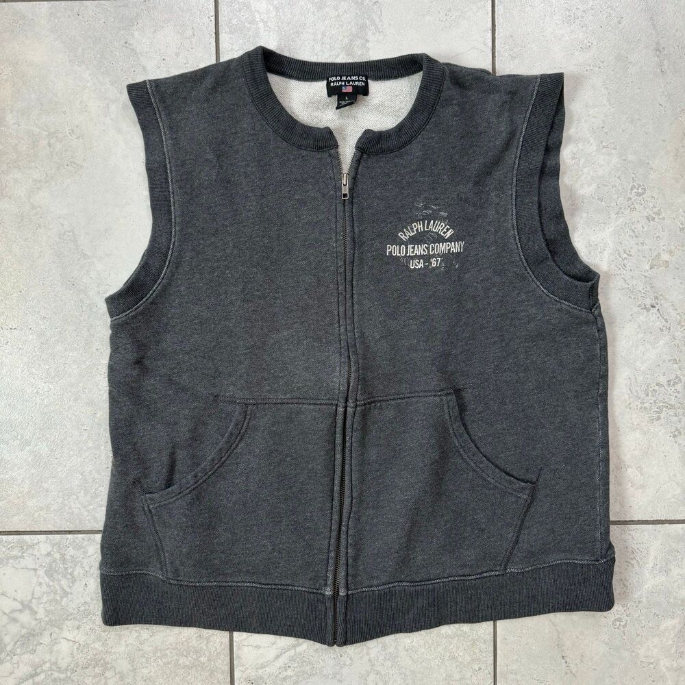 VINTAGE Polo Ralph Lauren Sweater Vest Size L Gray